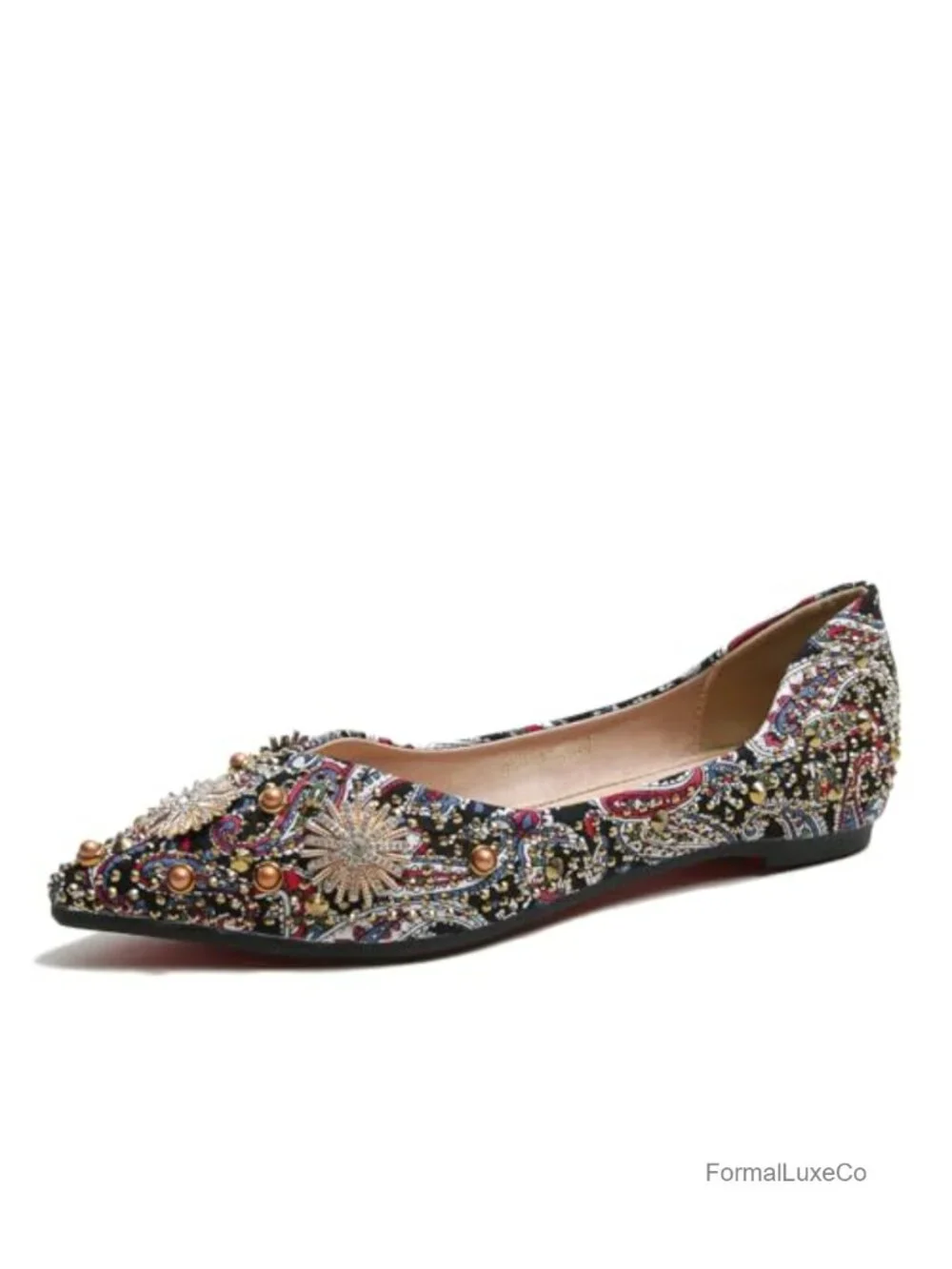 Women Rhinestone Ballet Flats Elegant Dressy Wedding Shoes